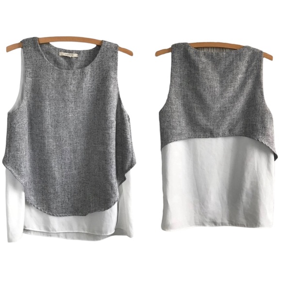 41 Hawthorn Tops - 41 Hawthorn StitchFix Gray White Mixed Material Sleeveless Blouse, Size Small